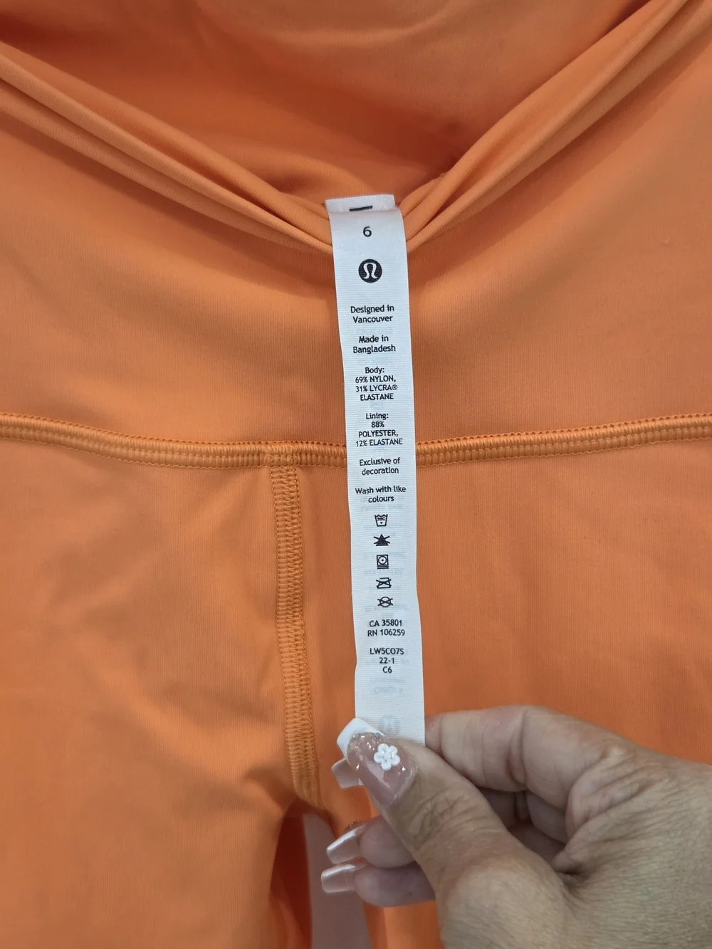 Lululemon High Rise Crop Leggings Orange Peach Athletic Yoga Pants Women's